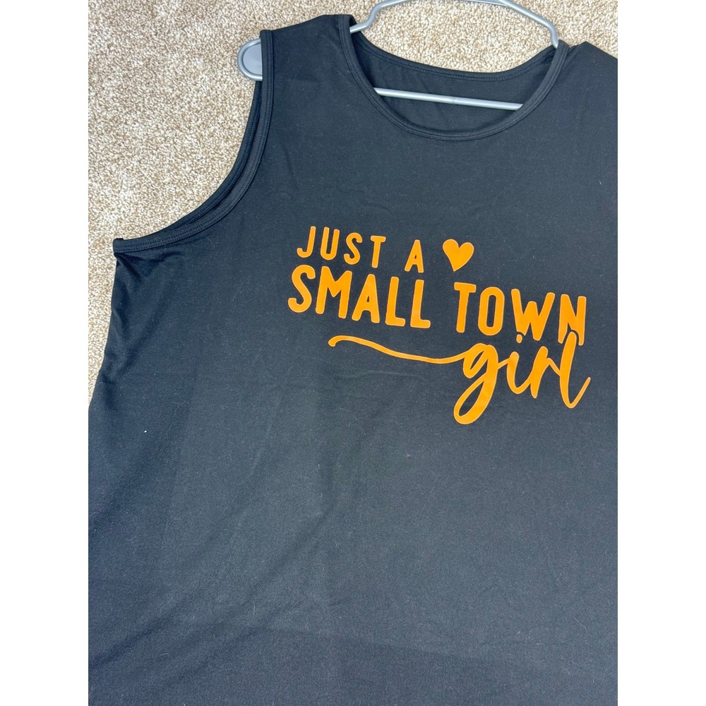 Just A Small Town Girl Tank Top Black Orange 2XL XXL Countrycore Southern Plus